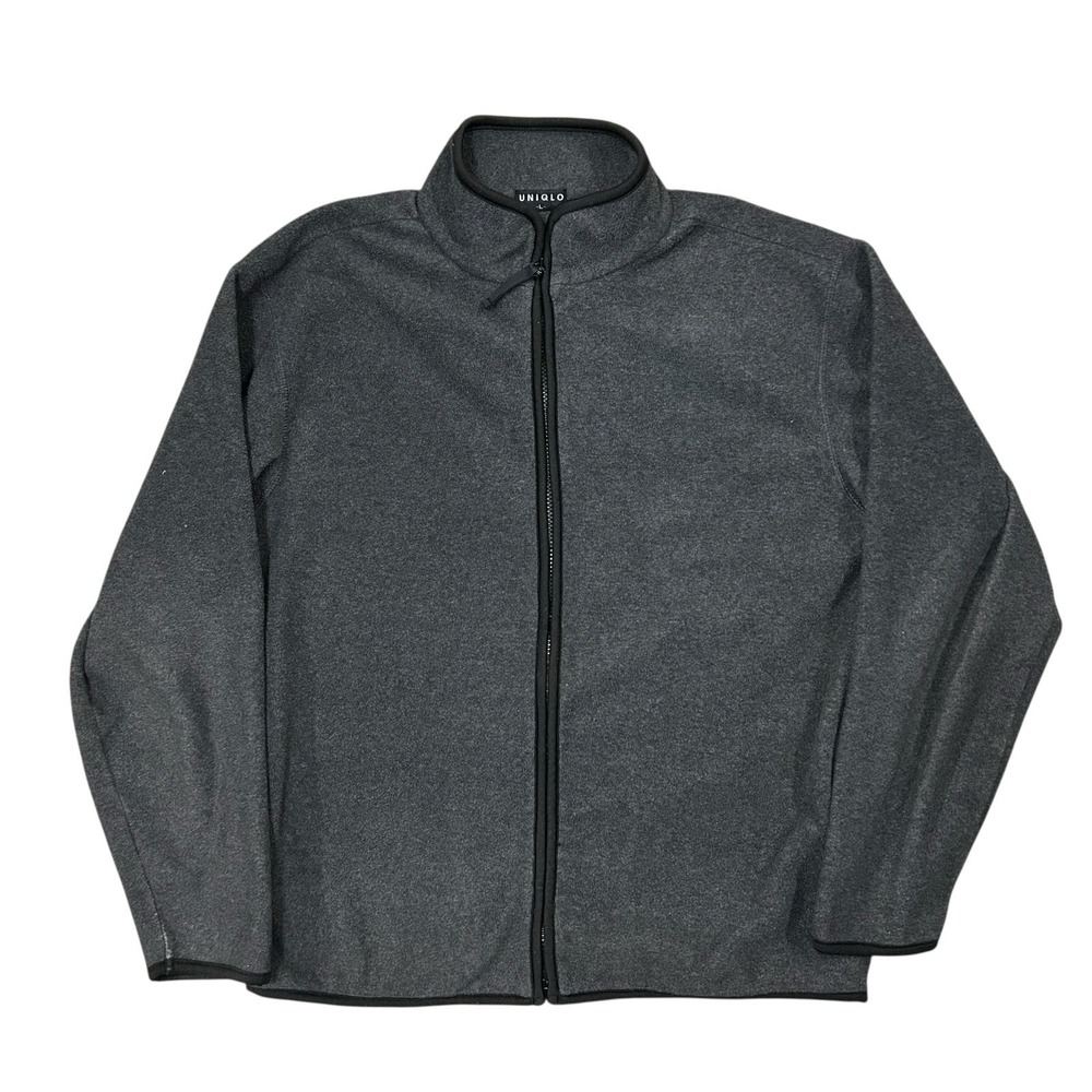 Uniqlo Fleece Jacket Mens Large Gray Full Zip Long Sleeve Warm Mock Neck